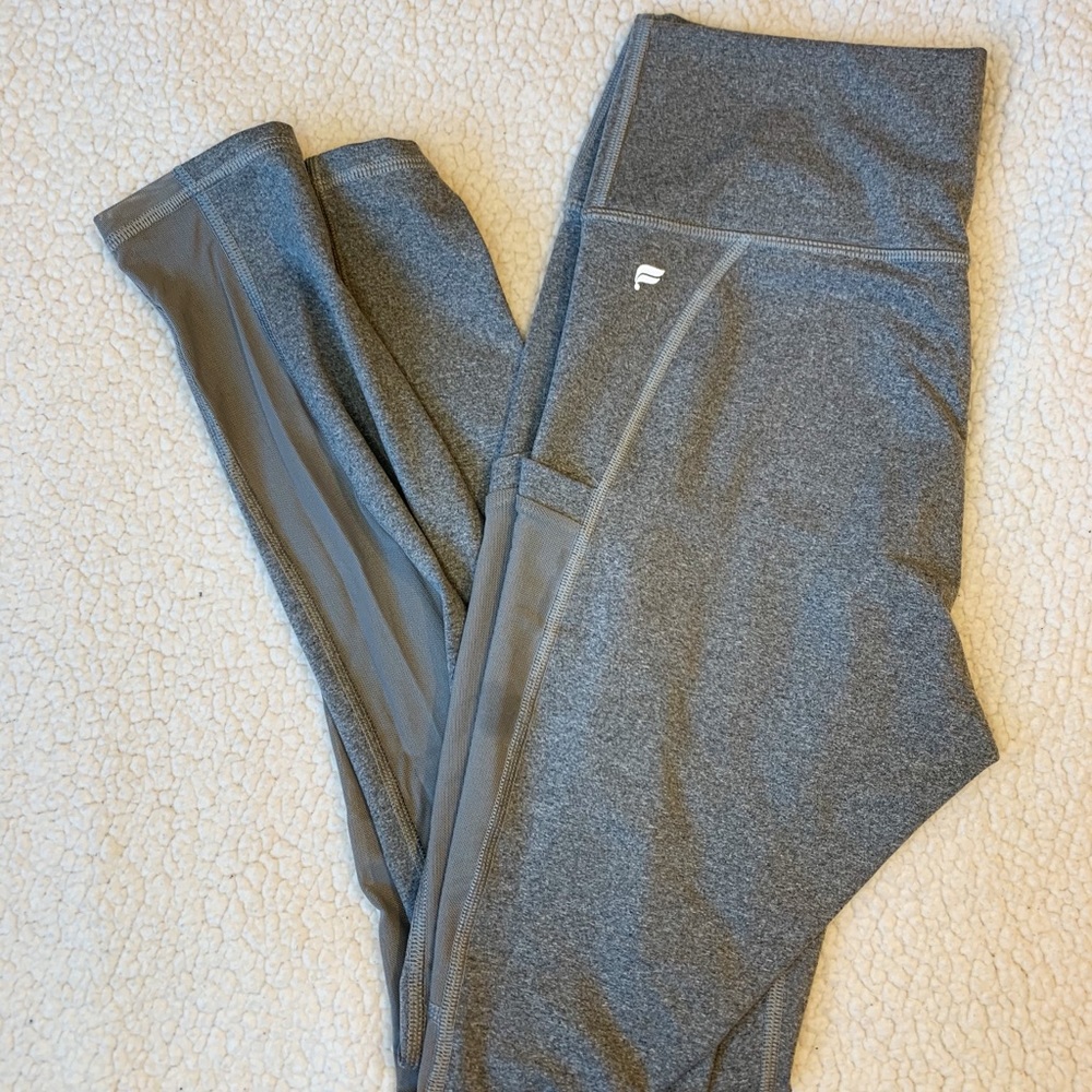 Grey Fabletics High-Waisted Mesh Pocket Leggings